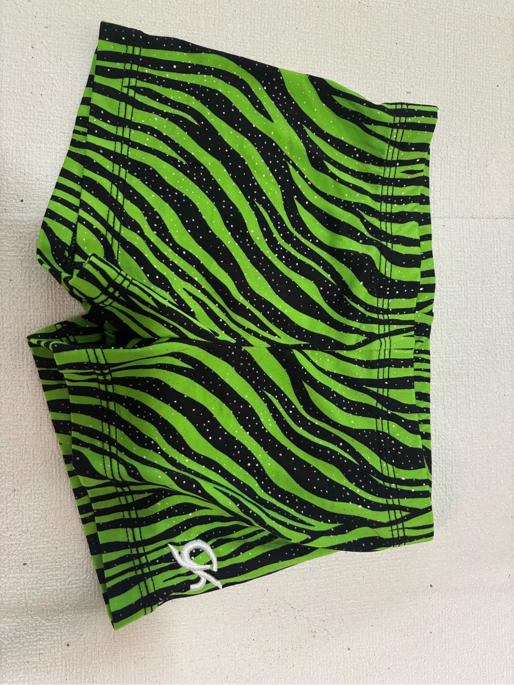Cute AXS Zebra Print Green and Black Spandex With Glitter !